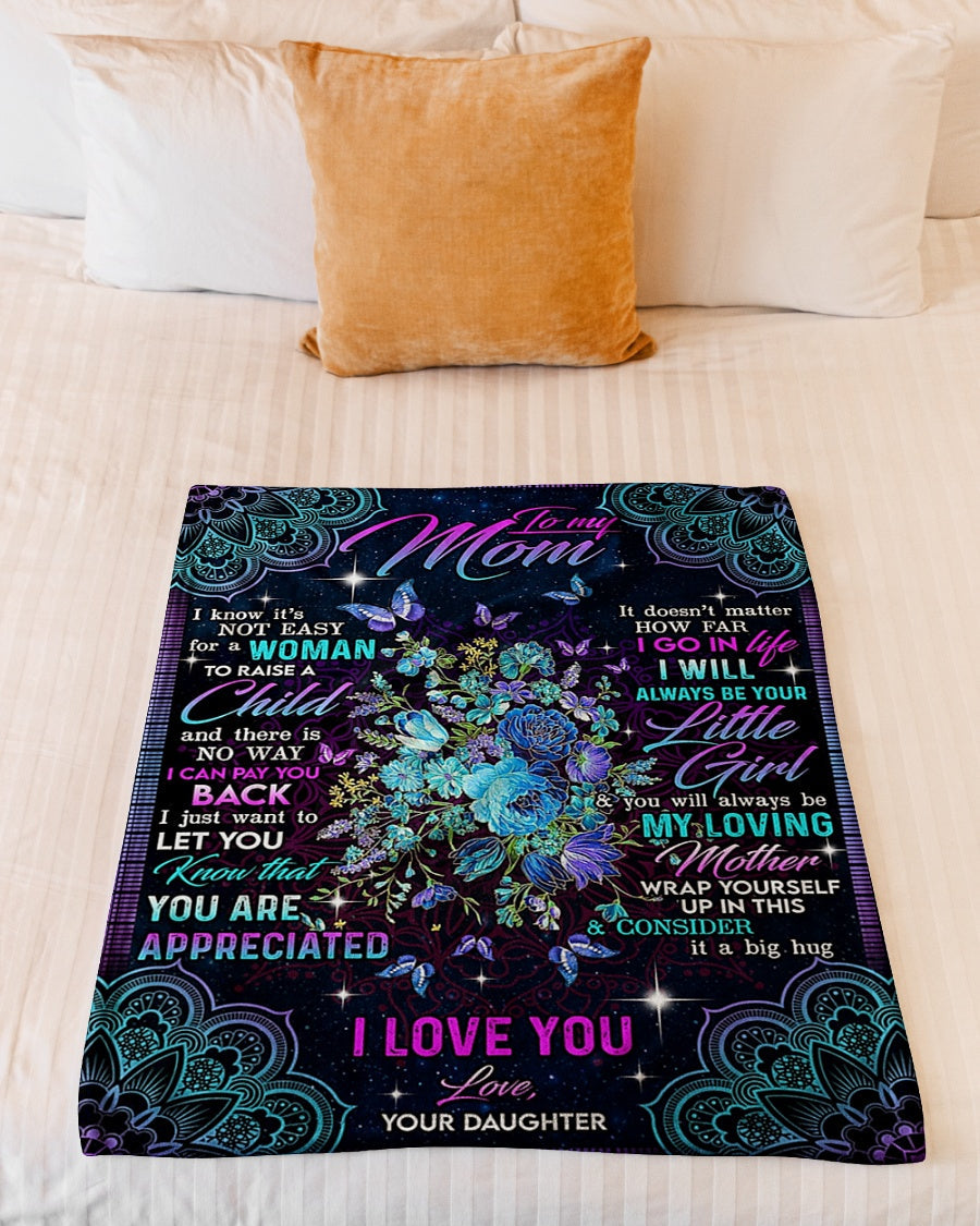 Floral I Love You With All My Heart Mother Flannel Blanket For Relaxing At Home And Travel