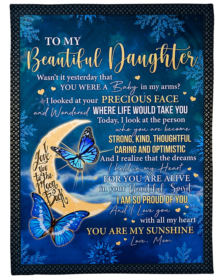 Butterfly Mom To Daughter Wasn't It Yesterday You Were Baby Flannel Blanket For Bed Sofa And Reading Nook Decor