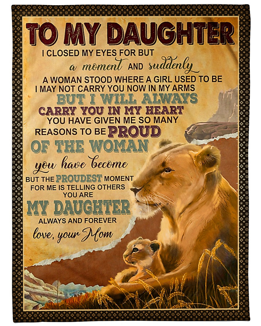 Lion Carry You In My Heart Daughter Gift Flannel Blanket For Bed Sofa And Reading Nook Decor