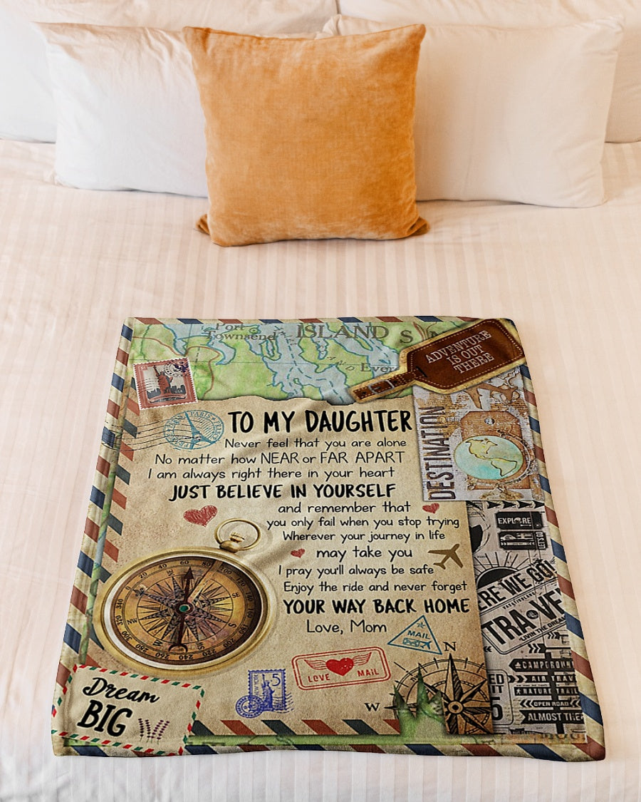 Family Love Believe In Yourself Daughter Gift Flannel Blanket For Relaxing At Home And Travel