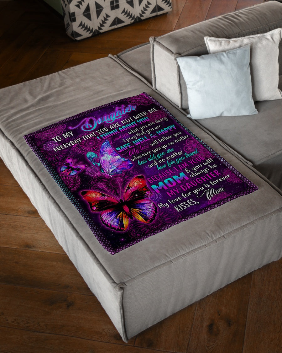 Family Love I Think About You Daughter Gift Flannel Blanket For Living Room And Bedroom Styling