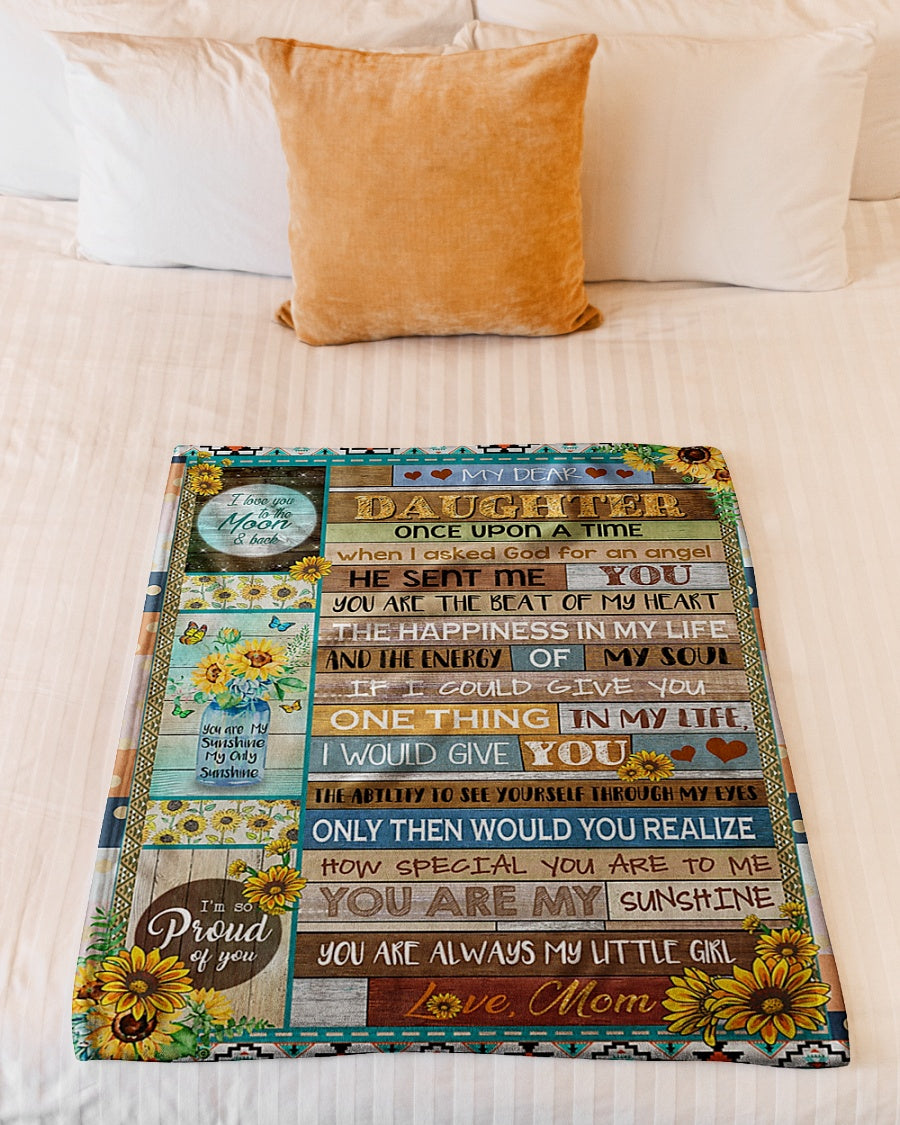 Sunflower Warm Sunshine Love Daughter Gift Flannel Blanket For Relaxing At Home And Travel