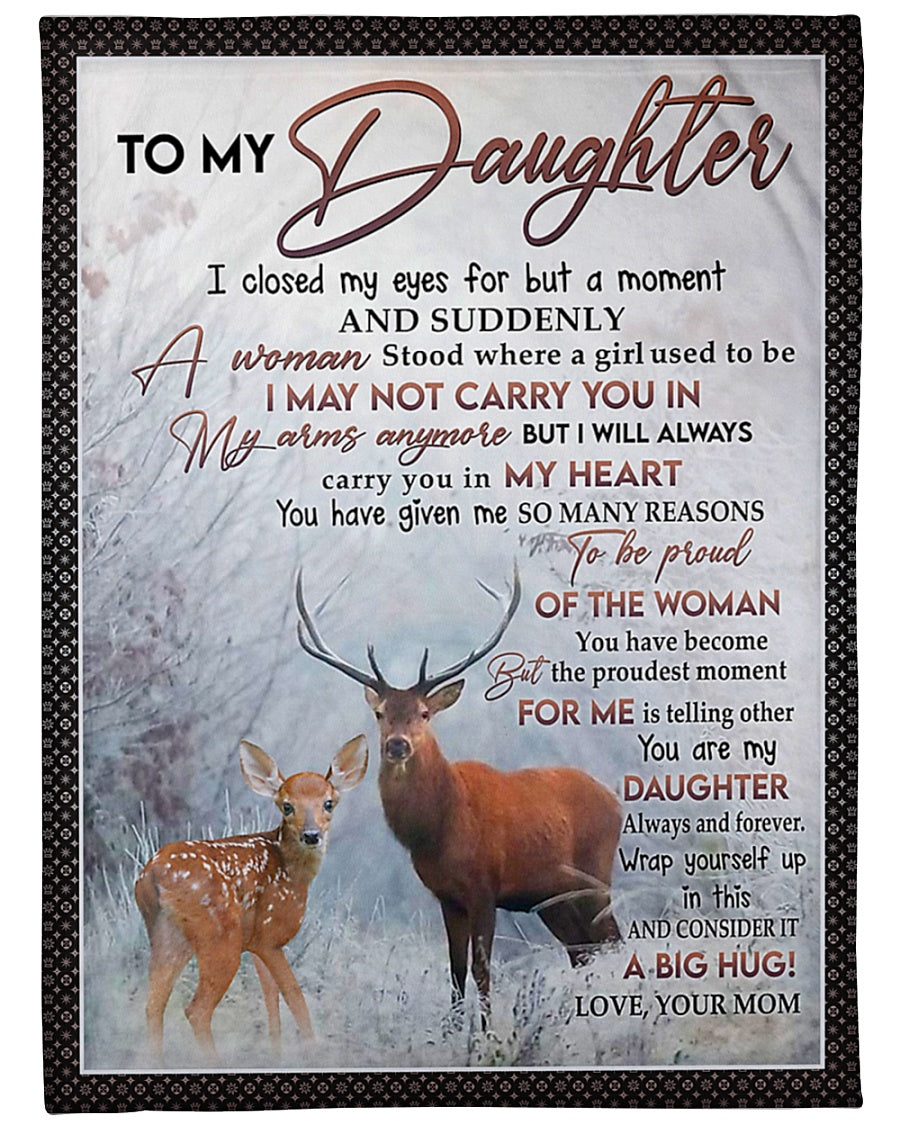 Deer My Heart Daughter Gift Flannel Blanket For Bed Sofa And Reading Nook Decor