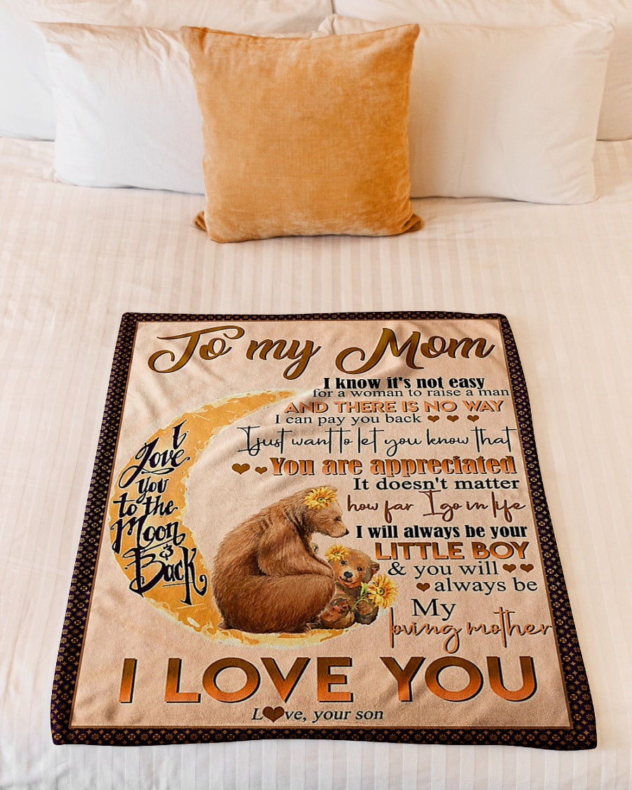 Bear My Loving Mother From Son Flannel Blanket For Relaxing At Home And Travel