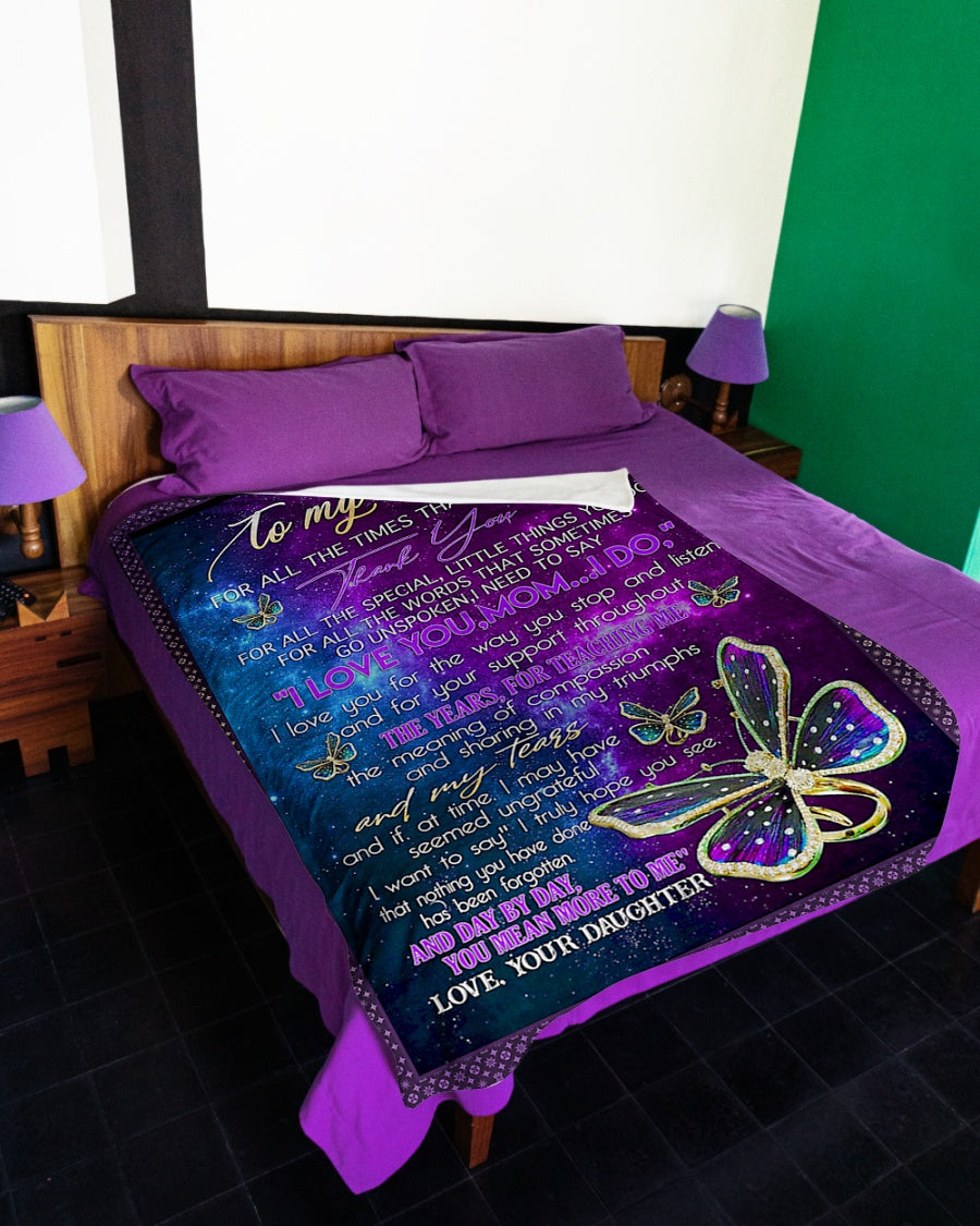 Butterfly To My Mom I Love You For All The Time Flannel Blanket For Cozy Home Lounging And Gifting