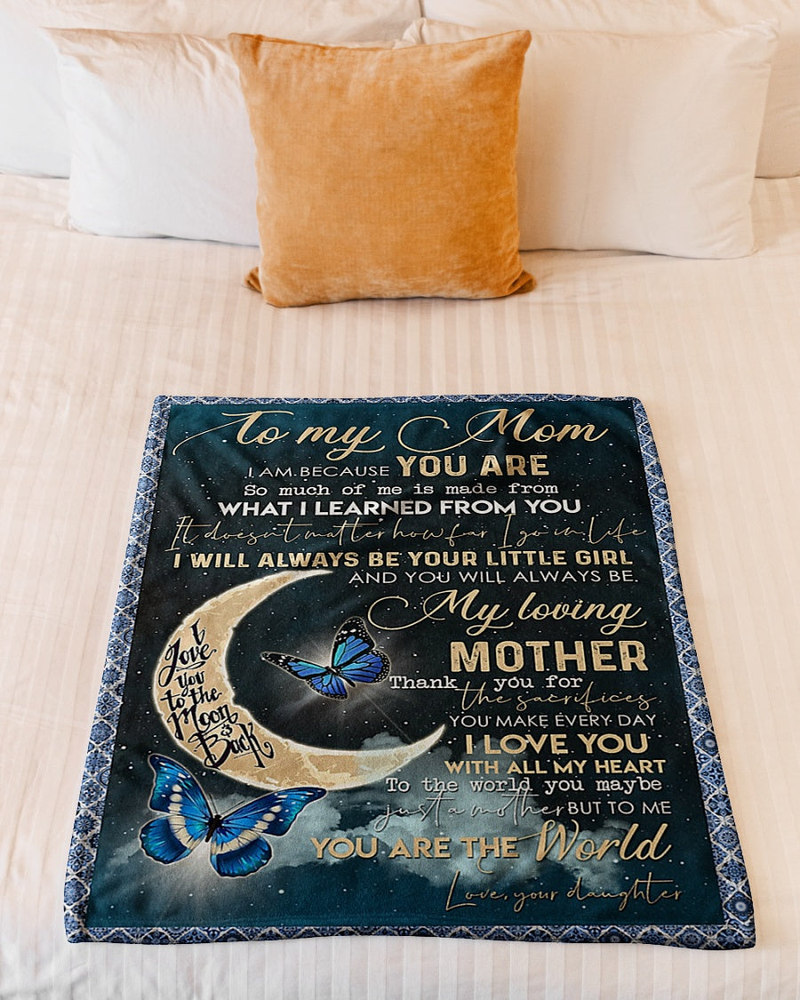 Butterfly To My Mother From Daughter Flannel Blanket For Relaxing At Home And Travel