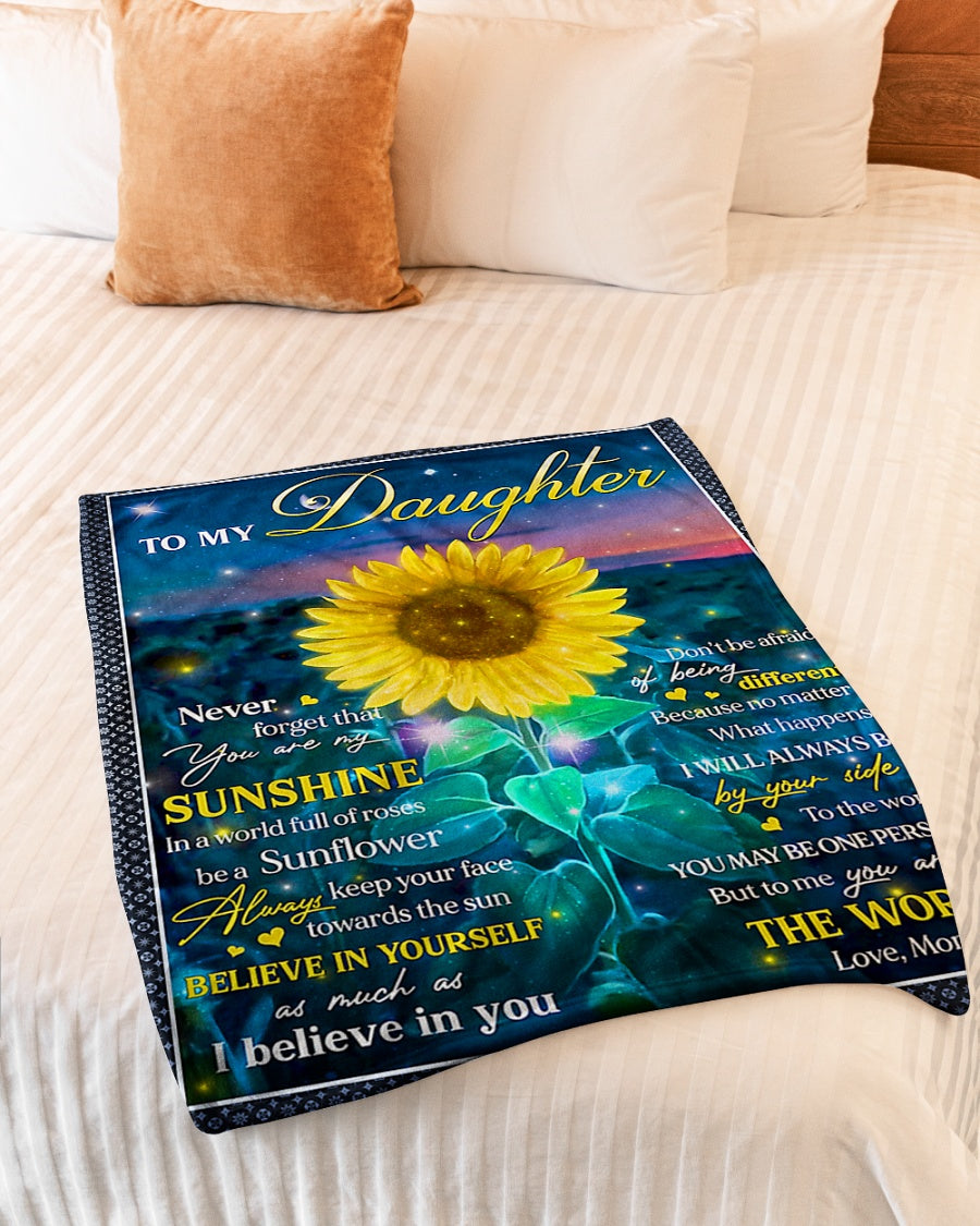 Sunflower Never Forget That You're My Sunshine Mom To Daughter Flannel Blanket For Soft Bed Couch And Home Comfort