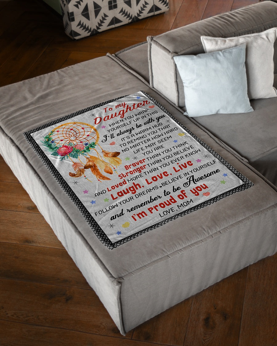 Family Love I'm Proud Of You Daughter Gift Flannel Blanket For Living Room And Bedroom Styling