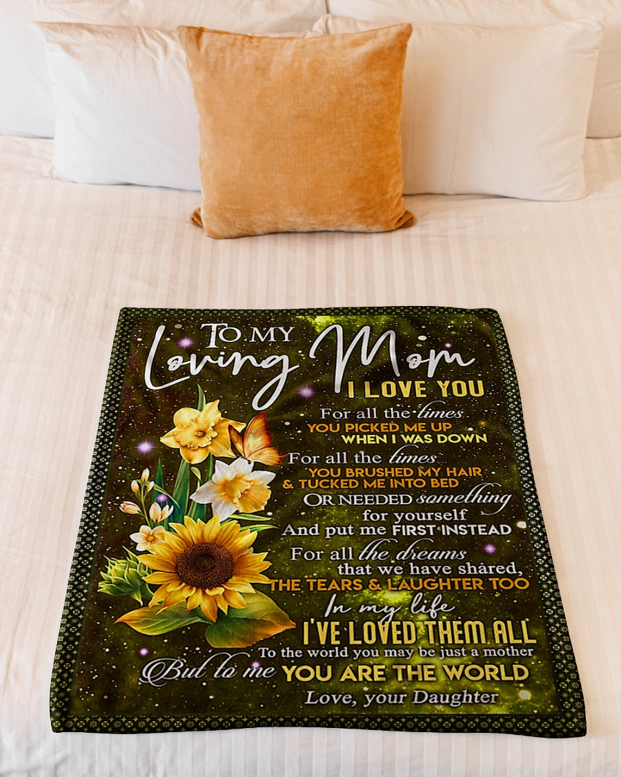 Sunflower Inspiring Family Hero Message Flannel Blanket For Relaxing At Home And Travel
