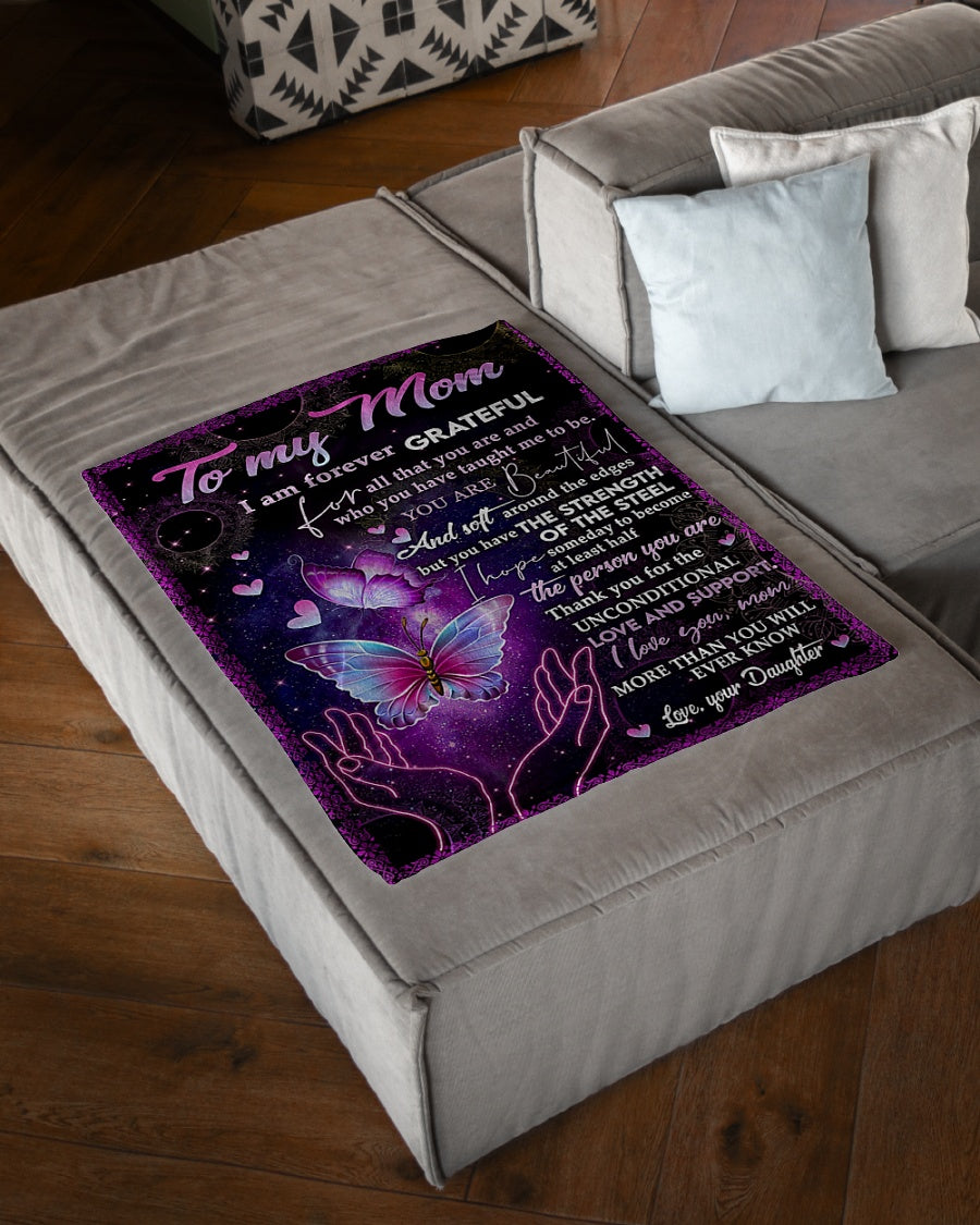 Family Love Beloved Mother Message Flannel Blanket For Living Room And Bedroom Styling