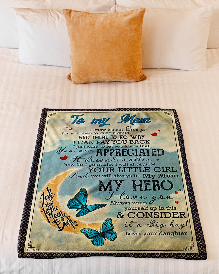 Butterfly To My Mother My Mom My Hero Flannel Blanket For Relaxing At Home And Travel
