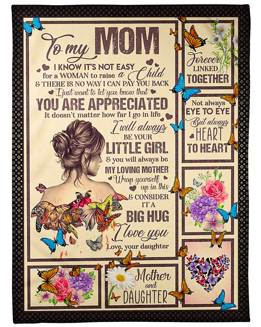 Butterfly To My Mom You Will Always Be My Loving Mom Flannel Blanket For Soft Bed Couch And Home Comfort