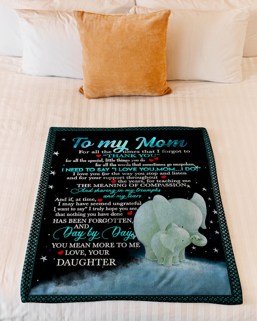 Elephant To My Mom You Are The World To Me Flannel Blanket For Relaxing At Home And Travel