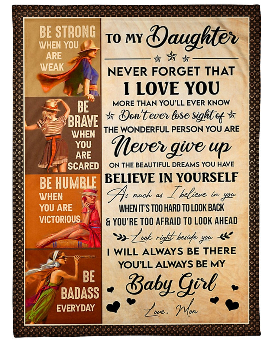 Family Never Forget That I Love You Mom To Daughter Flannel Blanket For Bed Sofa And Reading Nook Decor