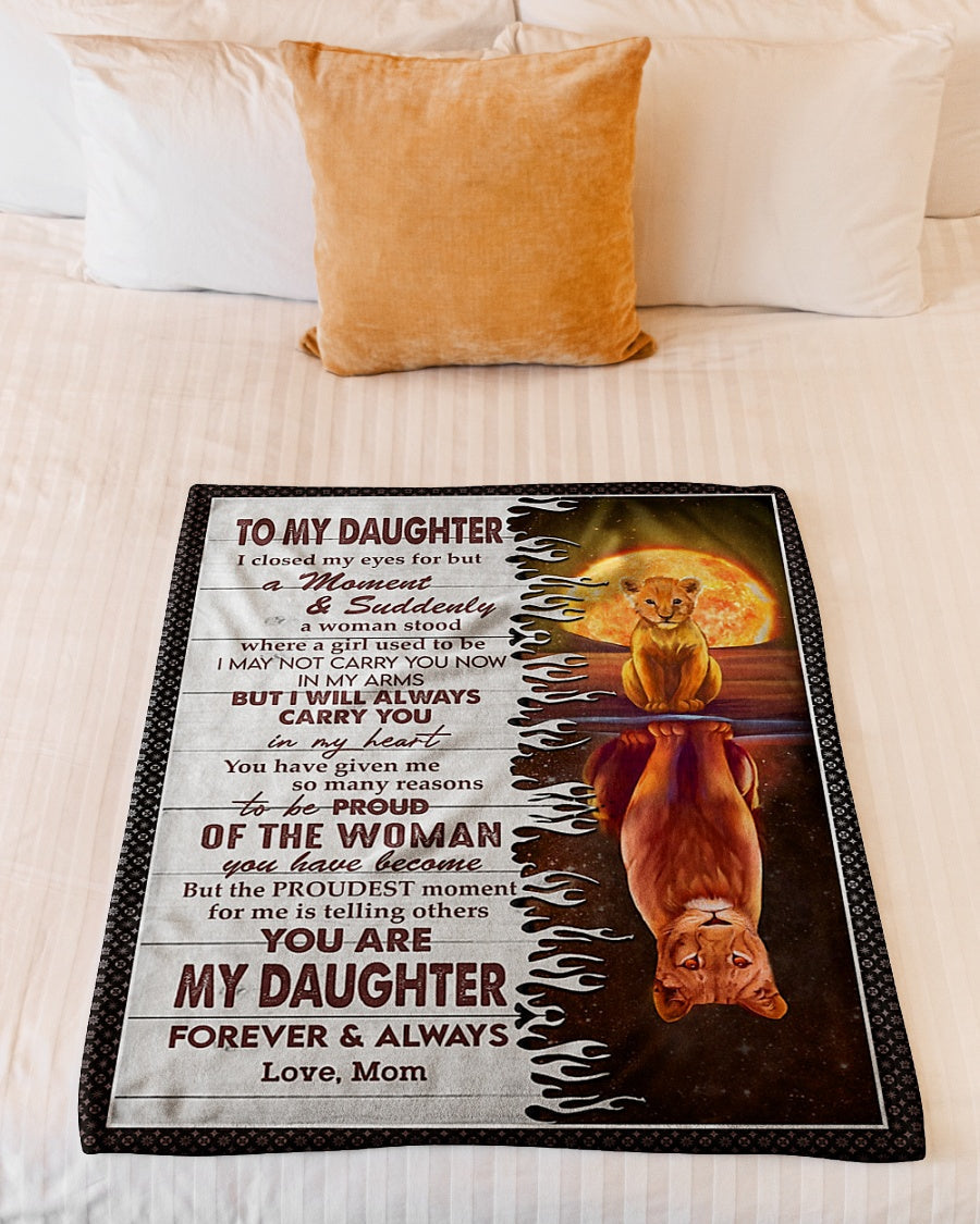 Lion Carry You In My Heart Daughter Gift Flannel Blanket For Relaxing At Home And Travel
