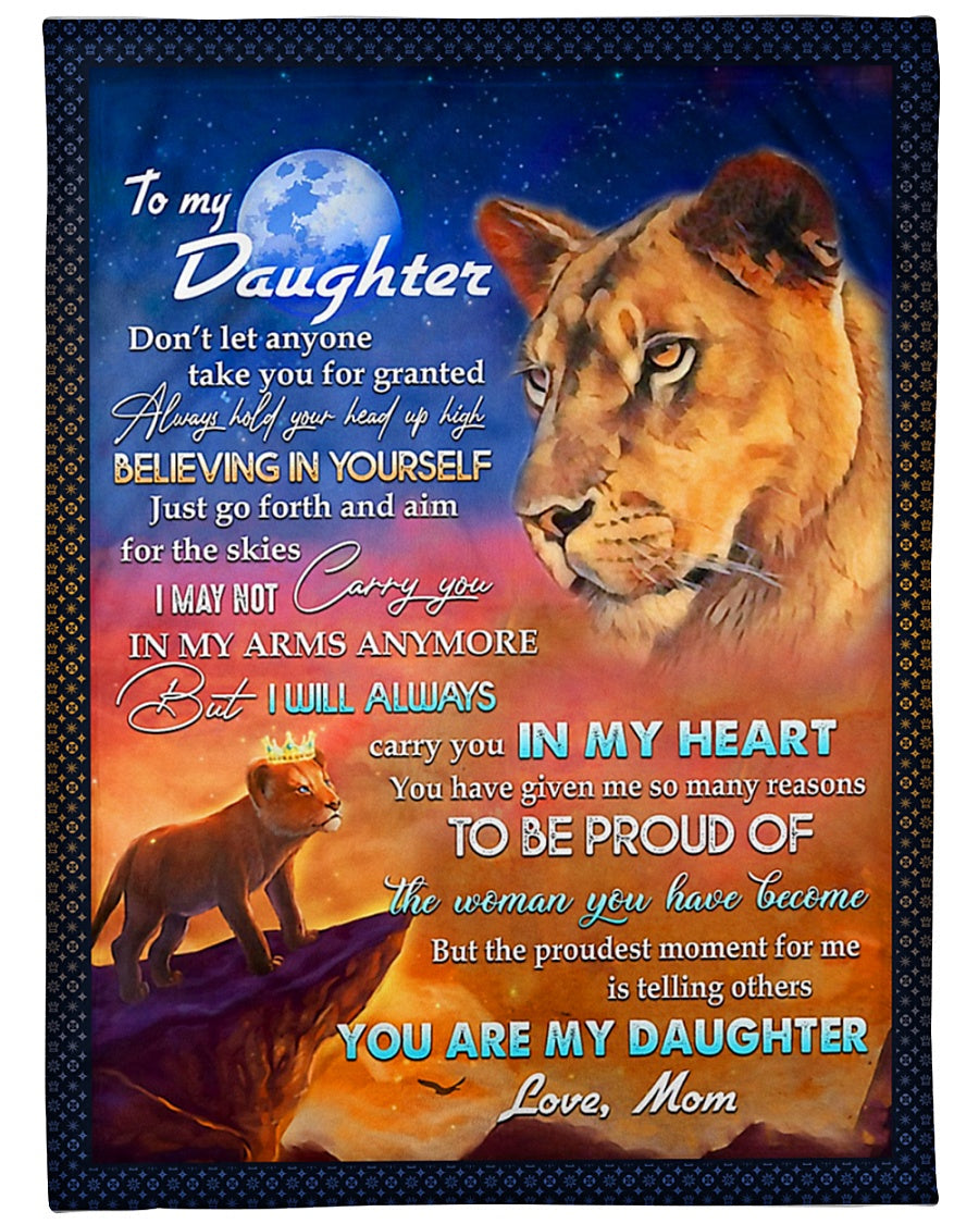 Lion Believing In Yourself Daughter Gift Flannel Blanket For Bed Sofa And Reading Nook Decor
