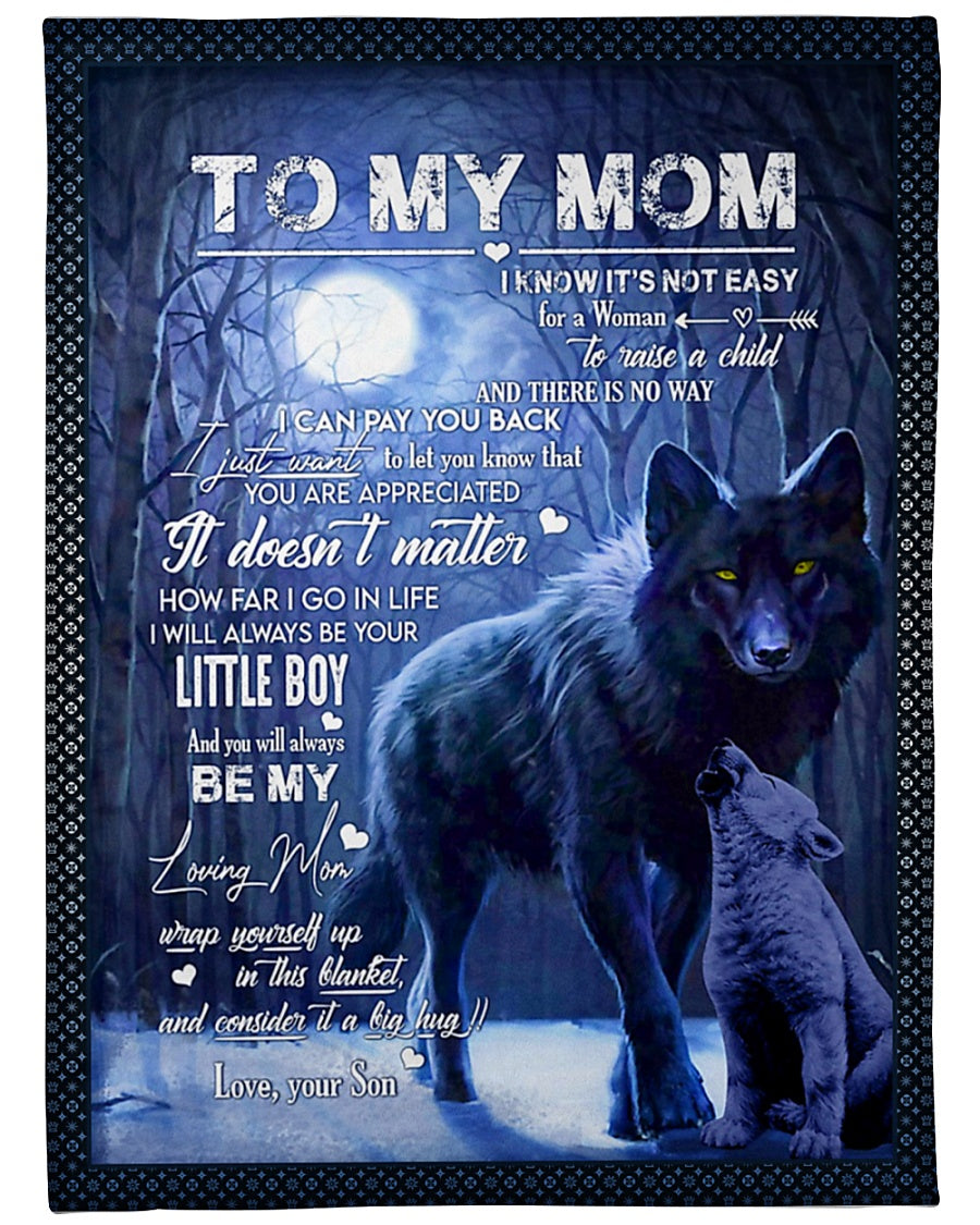 Wolf To My Mom Little Boy Flannel Blanket For Bed Sofa And Reading Nook Decor