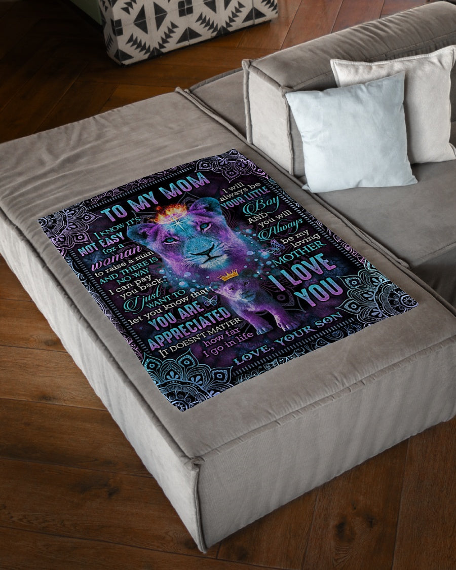 Lion Beloved Mother Message Your Little Boy Flannel Blanket For Living Room And Bedroom Styling