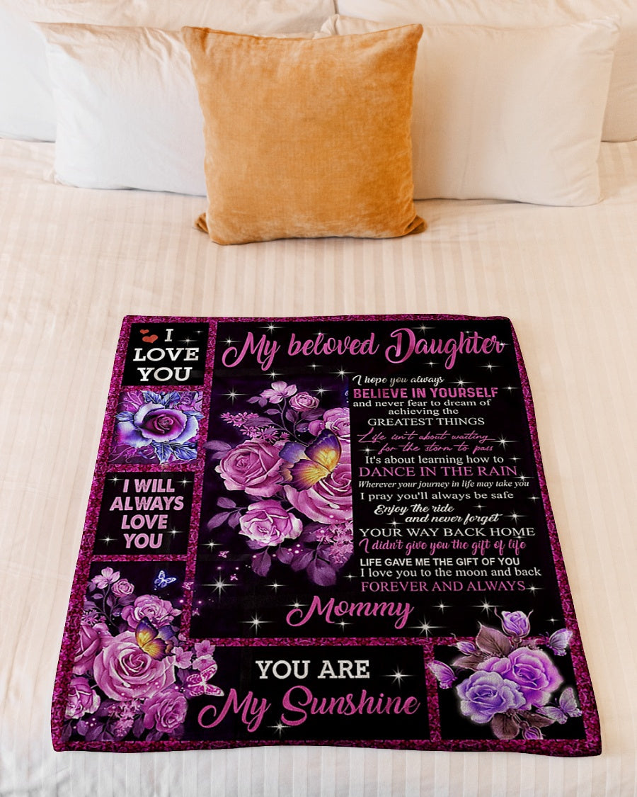 Rose Comforting Home Message Daughter Gift Flannel Blanket For Relaxing At Home And Travel