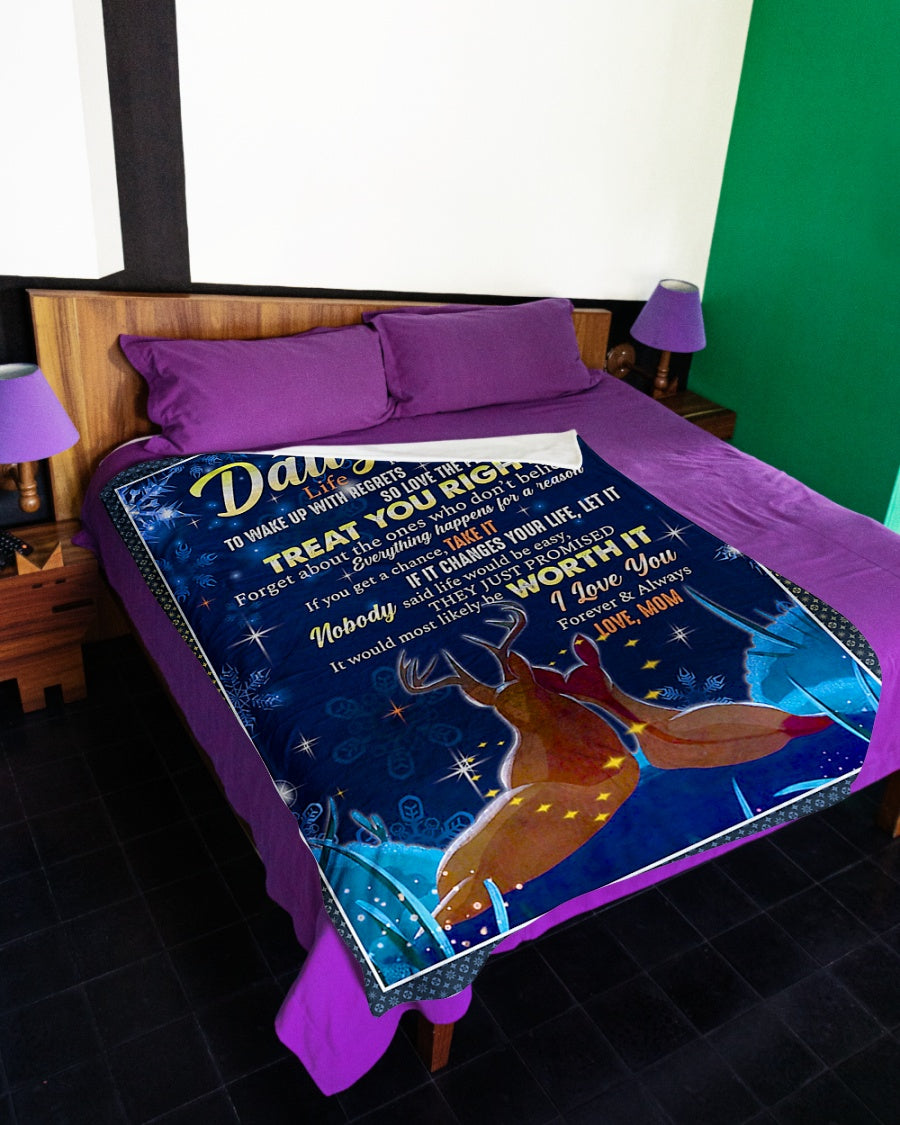 Deer Treat You Right Daughter Gift Flannel Blanket For Bed Sofa And Reading Nook Decor