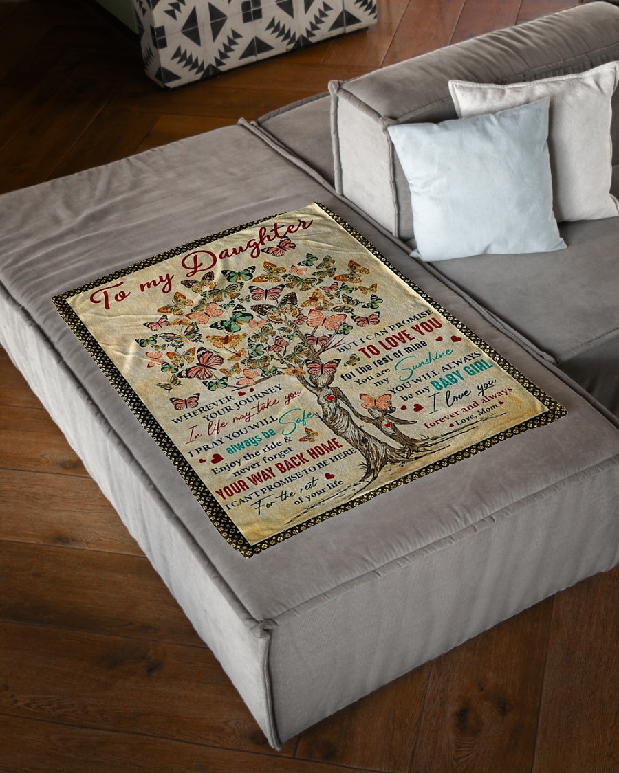 Butterfly Wherever Journey Life Mom To Daughter Flannel Blanket For Living Room And Bedroom Styling