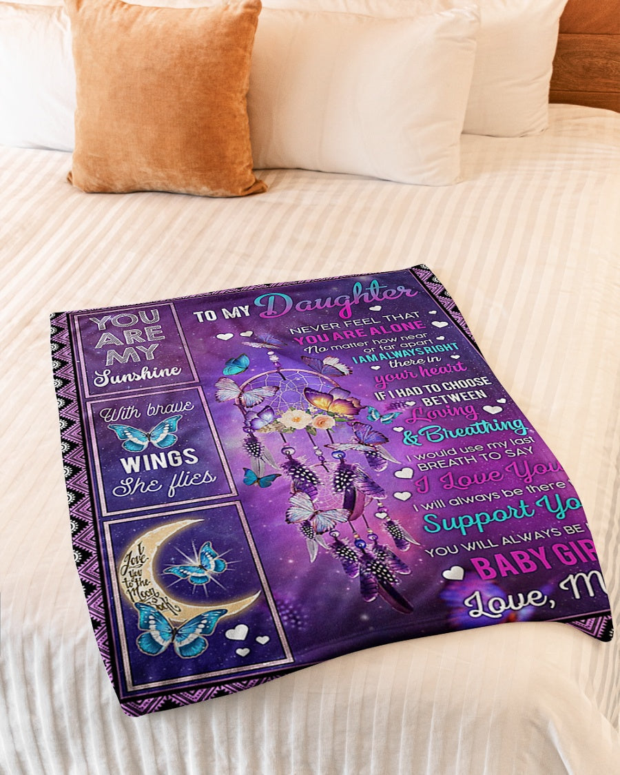 Butterfly Warm Sunshine Love Mom To Daughter Flannel Blanket For Soft Bed Couch And Home Comfort