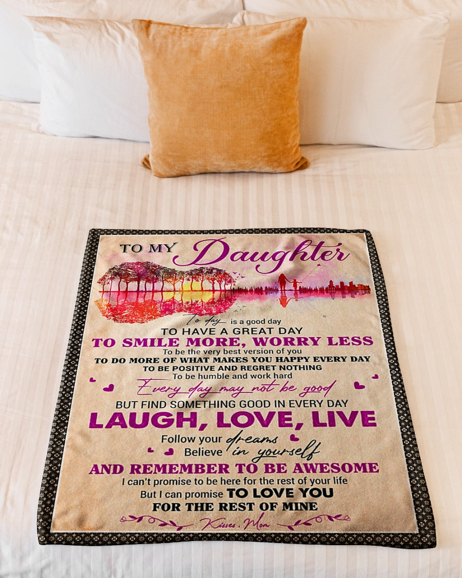 Guitar Today Is A Good Day Mom To Daughter Flannel Blanket For Relaxing At Home And Travel