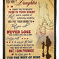 Family Deep In Your Heart Daughter Gift Flannel Blanket For Cozy Home Lounging And Gifting