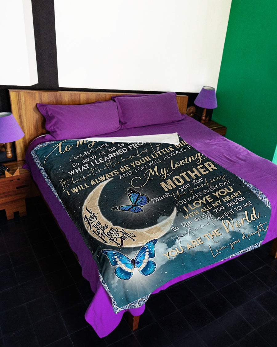 Butterfly To My Mother From Daughter Flannel Blanket For Bed Sofa And Reading Nook Decor