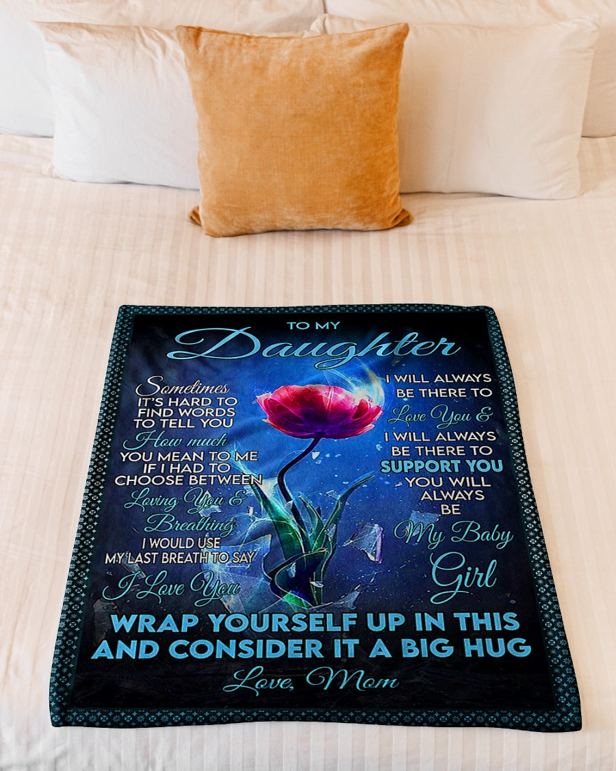 Flower Consider Big Hug Mom To Daughter Flannel Blanket For Relaxing At Home And Travel