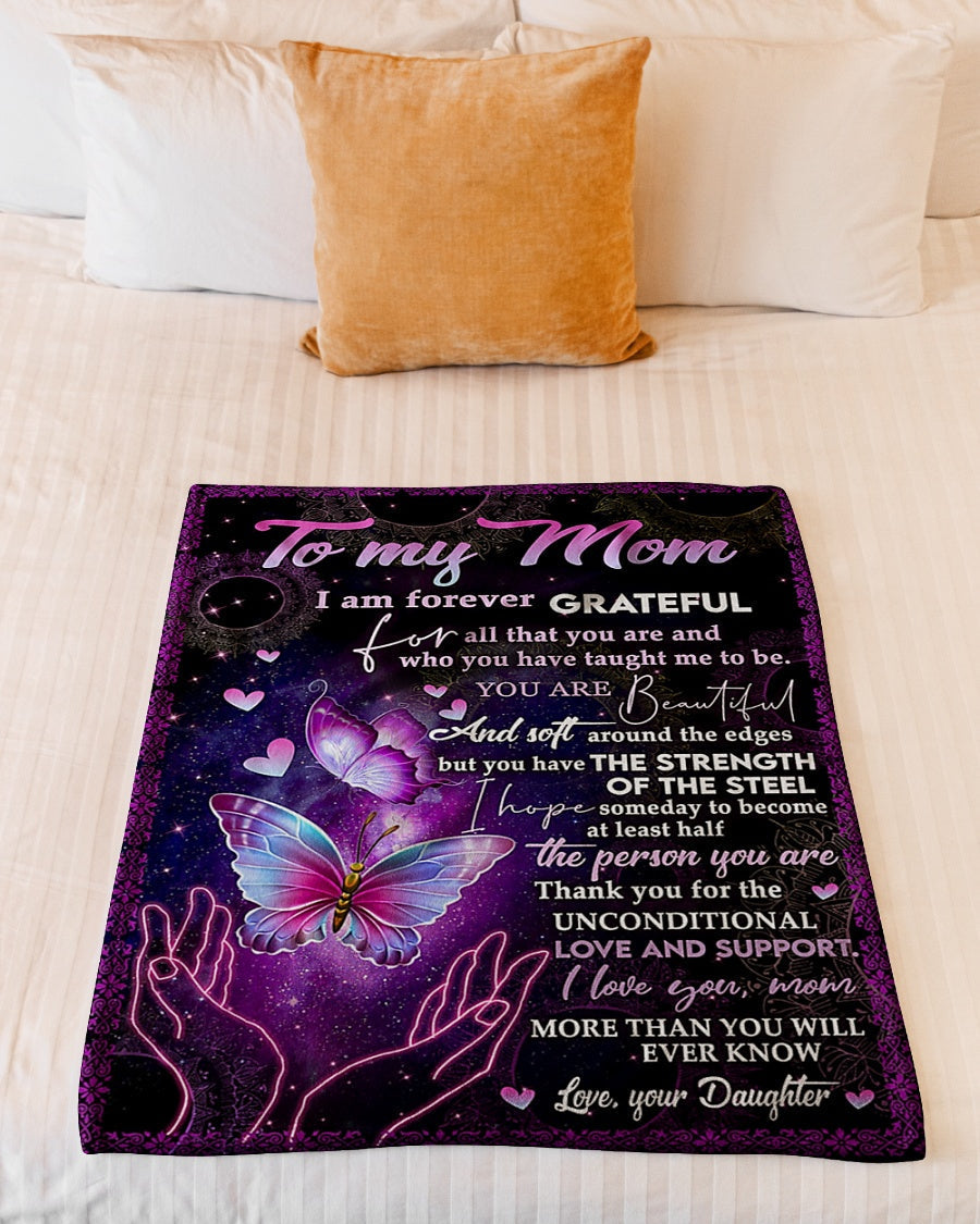Family Love Beloved Mother Message Flannel Blanket For Relaxing At Home And Travel