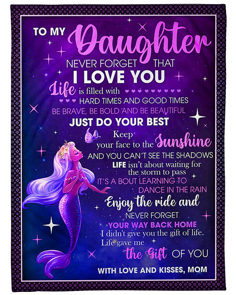 Mermaid Never Forget That I Love You Mom To Daughter Flannel Blanket For Bed Sofa And Reading Nook Decor