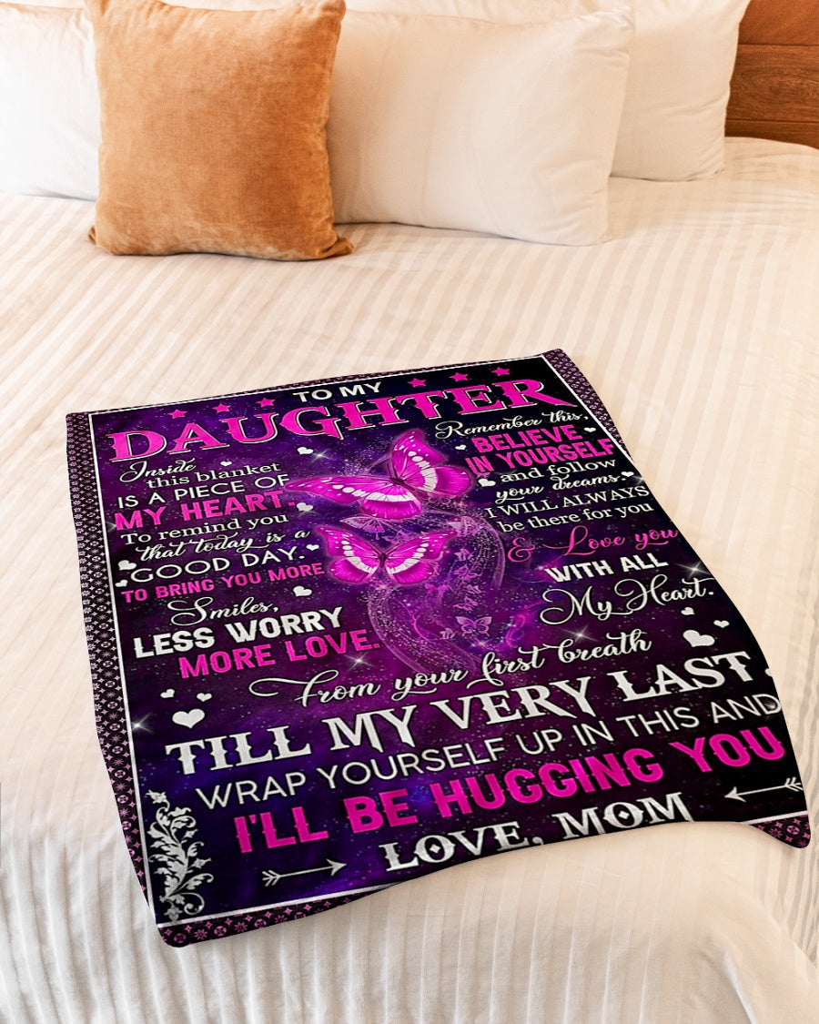 Butterfly My Heart Daughter Gift Flannel Blanket For Soft Bed Couch And Home Comfort