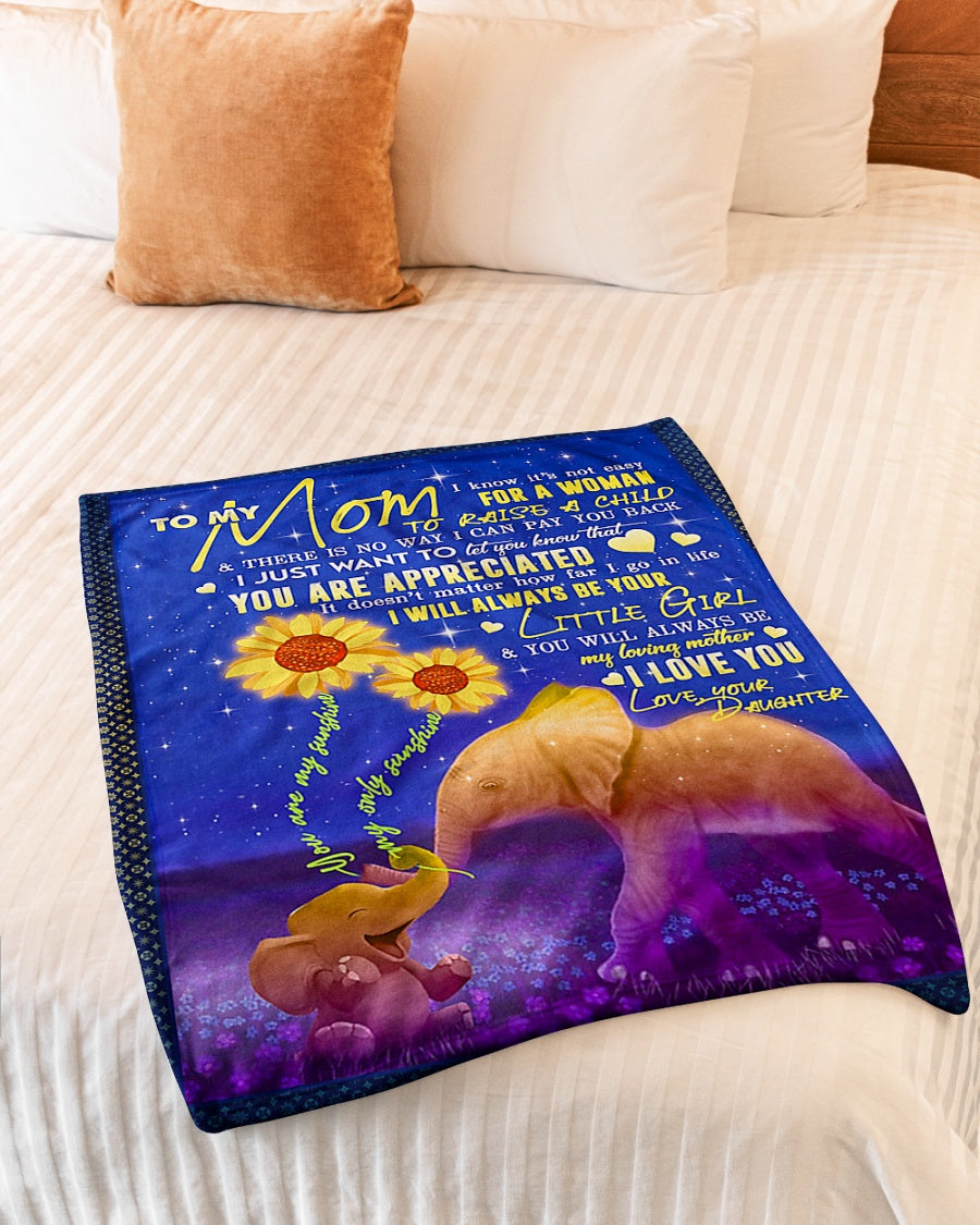 Elephant To My Mom Flannel Blanket For Soft Bed Couch And Home Comfort