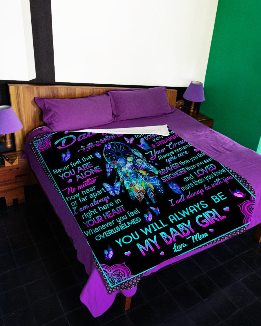 Family Never Feel That You Are Alone To Bonus Daughter Flannel Blanket For Cozy Home Lounging And Gifting