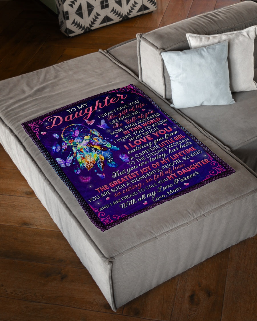 Family I Didn't Give You The Gift Of Life Mom To Daughter Purple Flannel Blanket For Living Room And Bedroom Styling
