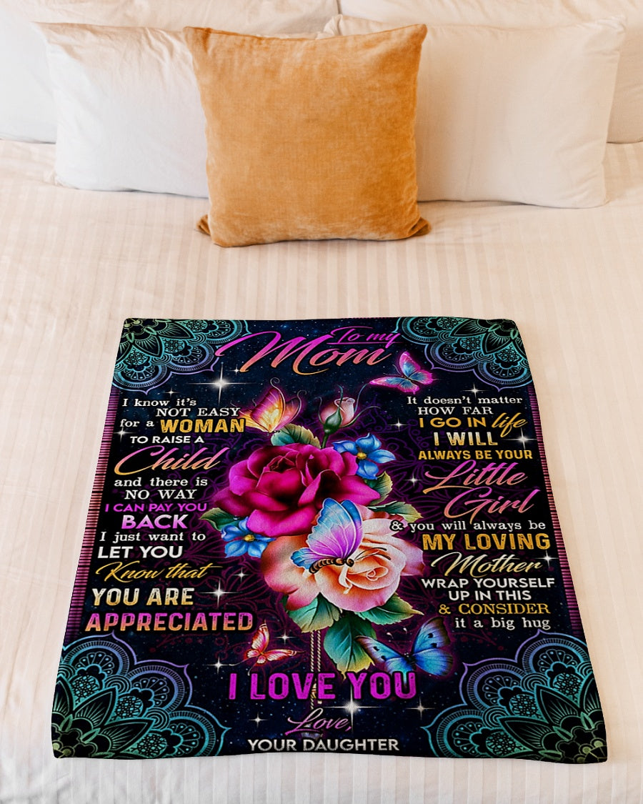 Rose I Love You With All My Heart My Loving Mother Flannel Blanket For Relaxing At Home And Travel