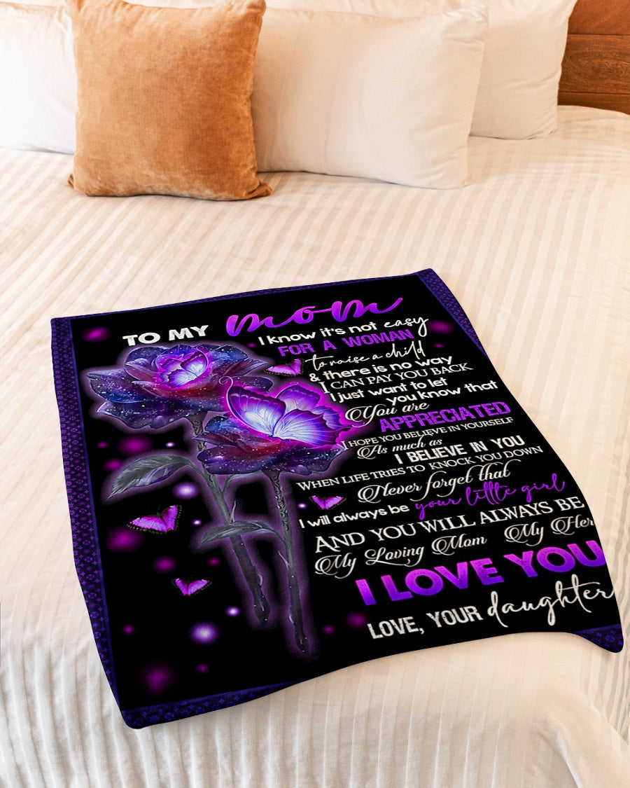 Butterfly To My Mom Butterfly My Loving Mom Flannel Blanket For Soft Bed Couch And Home Comfort