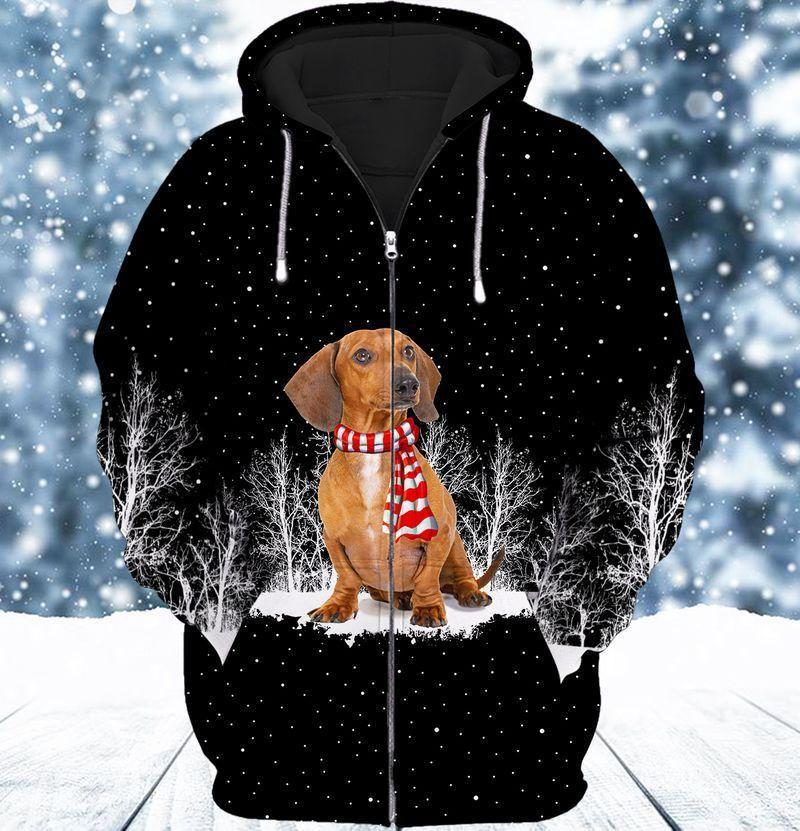 Dachshund Love Snow Dog Art – 3D Hoodie