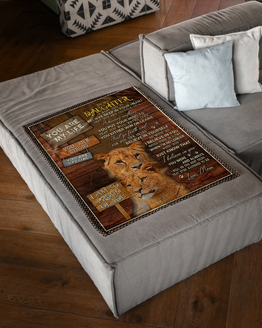 Lion You Are My Life Daughter Gift Flannel Blanket For Living Room And Bedroom Styling
