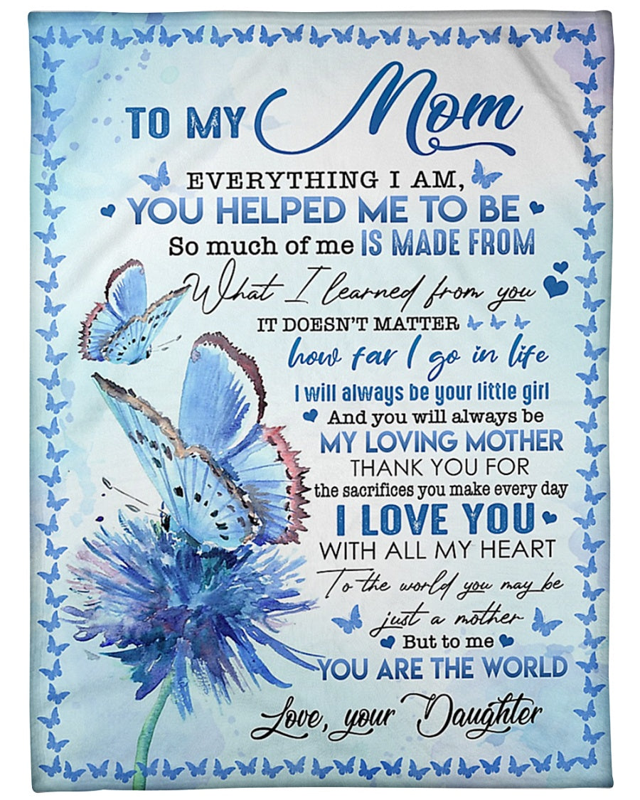 Butterfly Beloved Mother Message I Love You Flannel Blanket For Bed Sofa And Reading Nook Decor
