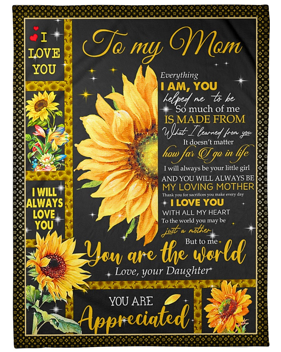 Sunflower To My Mom Flannel Blanket For Bed Sofa And Reading Nook Decor