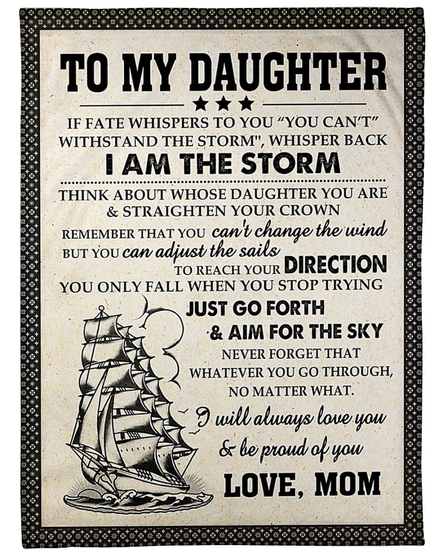 Ship Strong Spirit Message Daughter Gift From Mom Flannel Blanket For Bed Sofa And Reading Nook Decor