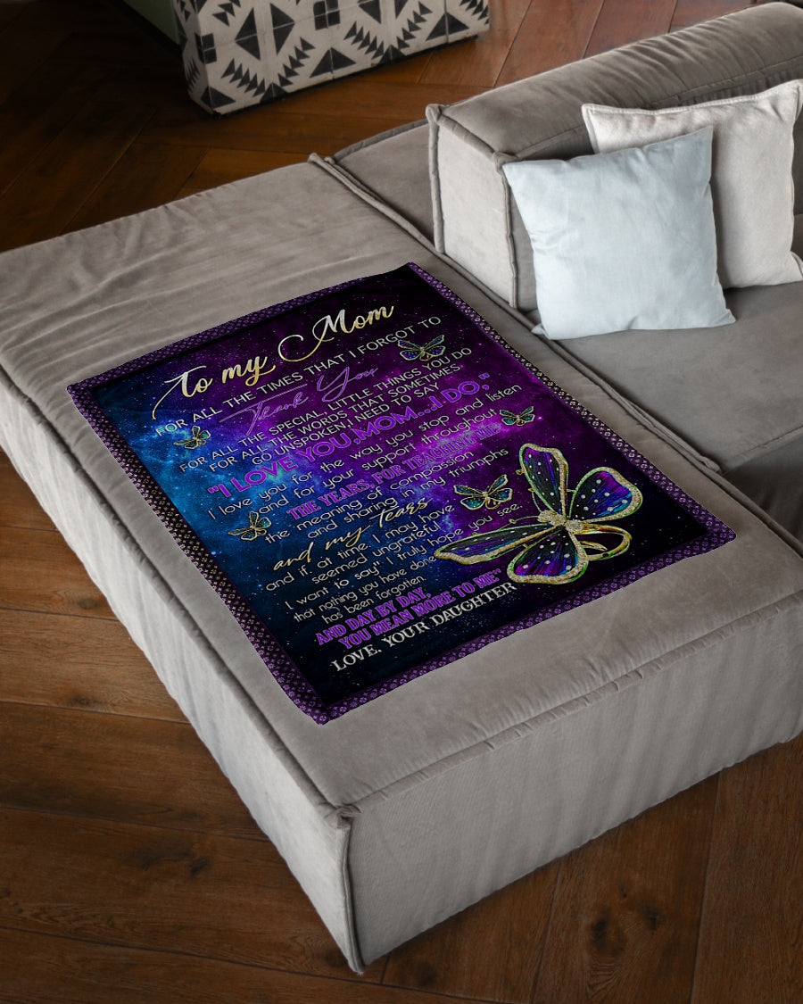 Butterfly To My Mom I Love You For All The Time Flannel Blanket For Living Room And Bedroom Styling
