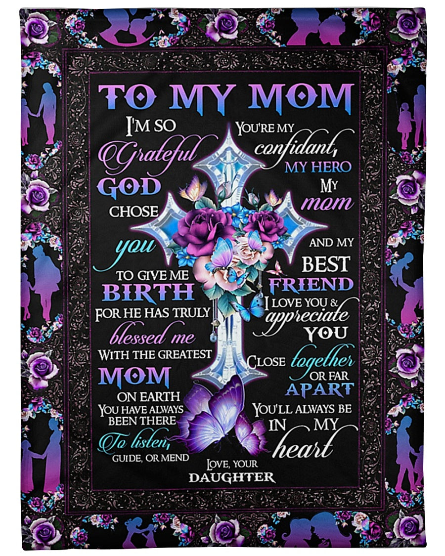 God To My Mom I Love You And Appreciate You Flannel Blanket For Bed Sofa And Reading Nook Decor