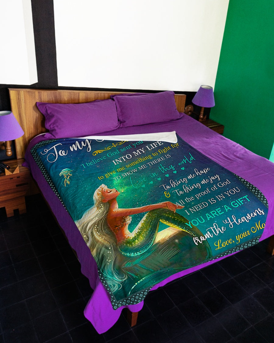 Mermaid You Are The Gift From The Heavens Mom To Daughter Flannel Blanket For Cozy Home Lounging And Gifting
