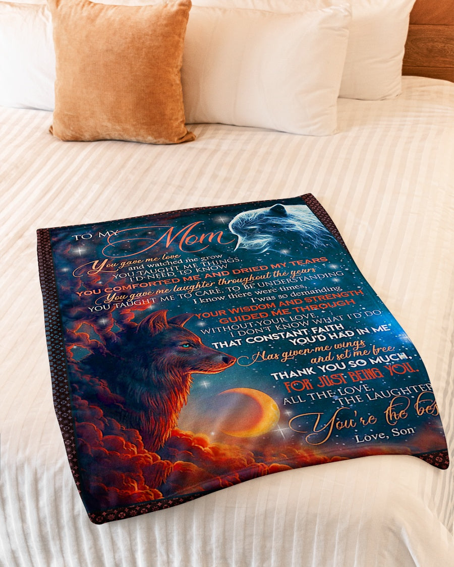 Wolf To My Mom Flannel Blanket For Soft Bed Couch And Home Comfort