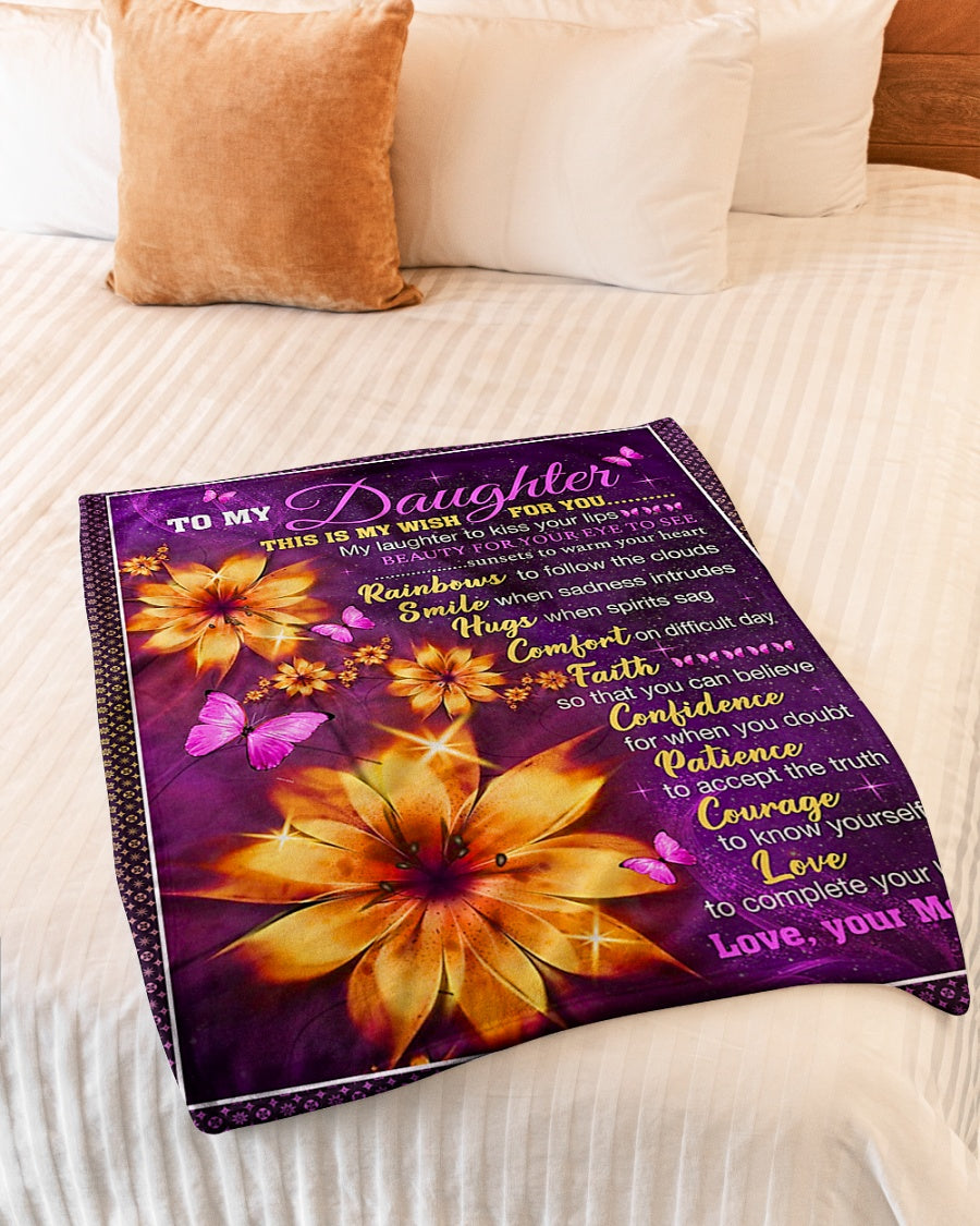 Flower My Wish For You Mom To Daughter Flannel Blanket For Soft Bed Couch And Home Comfort