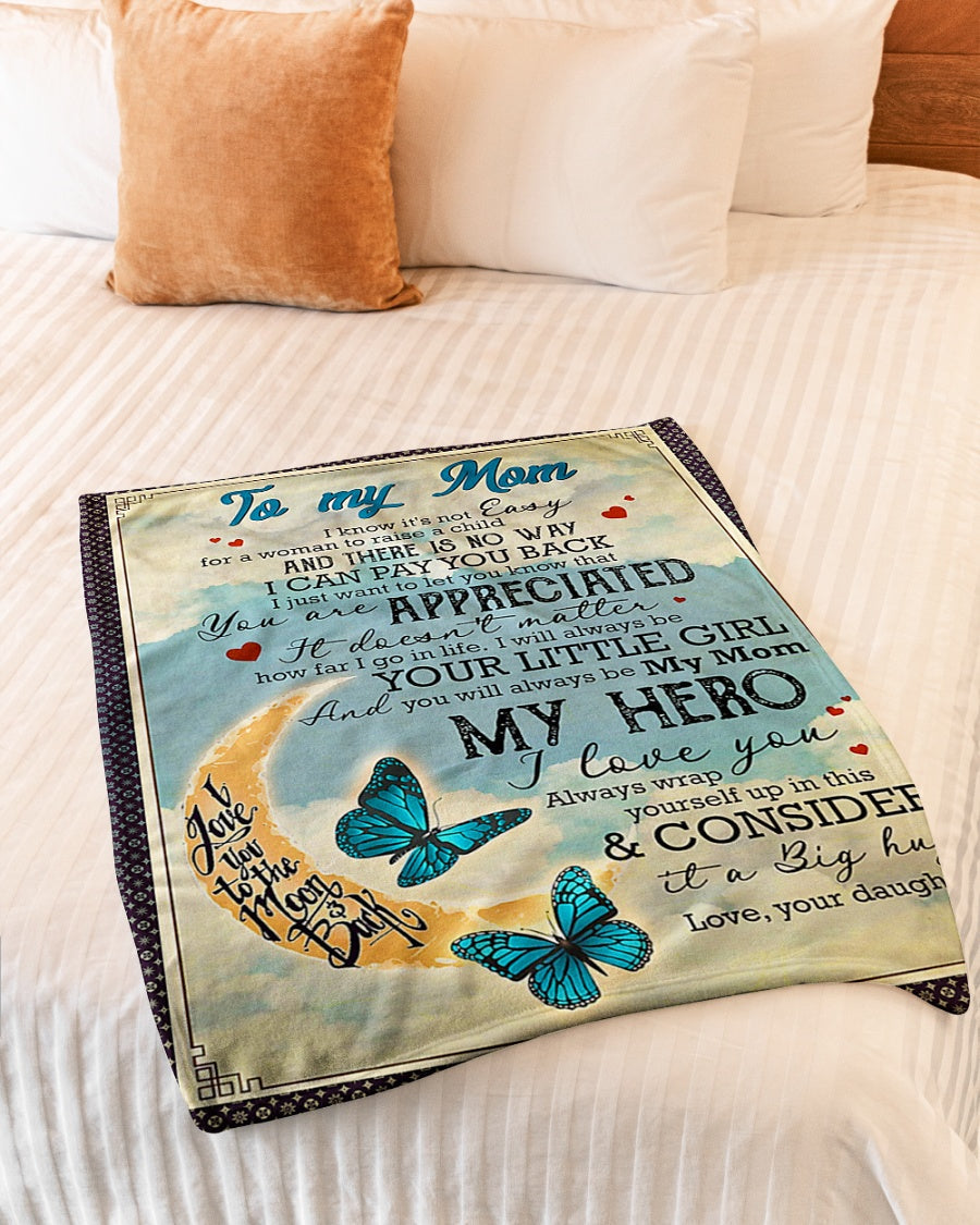 Butterfly To My Mother My Mom My Hero Flannel Blanket For Soft Bed Couch And Home Comfort