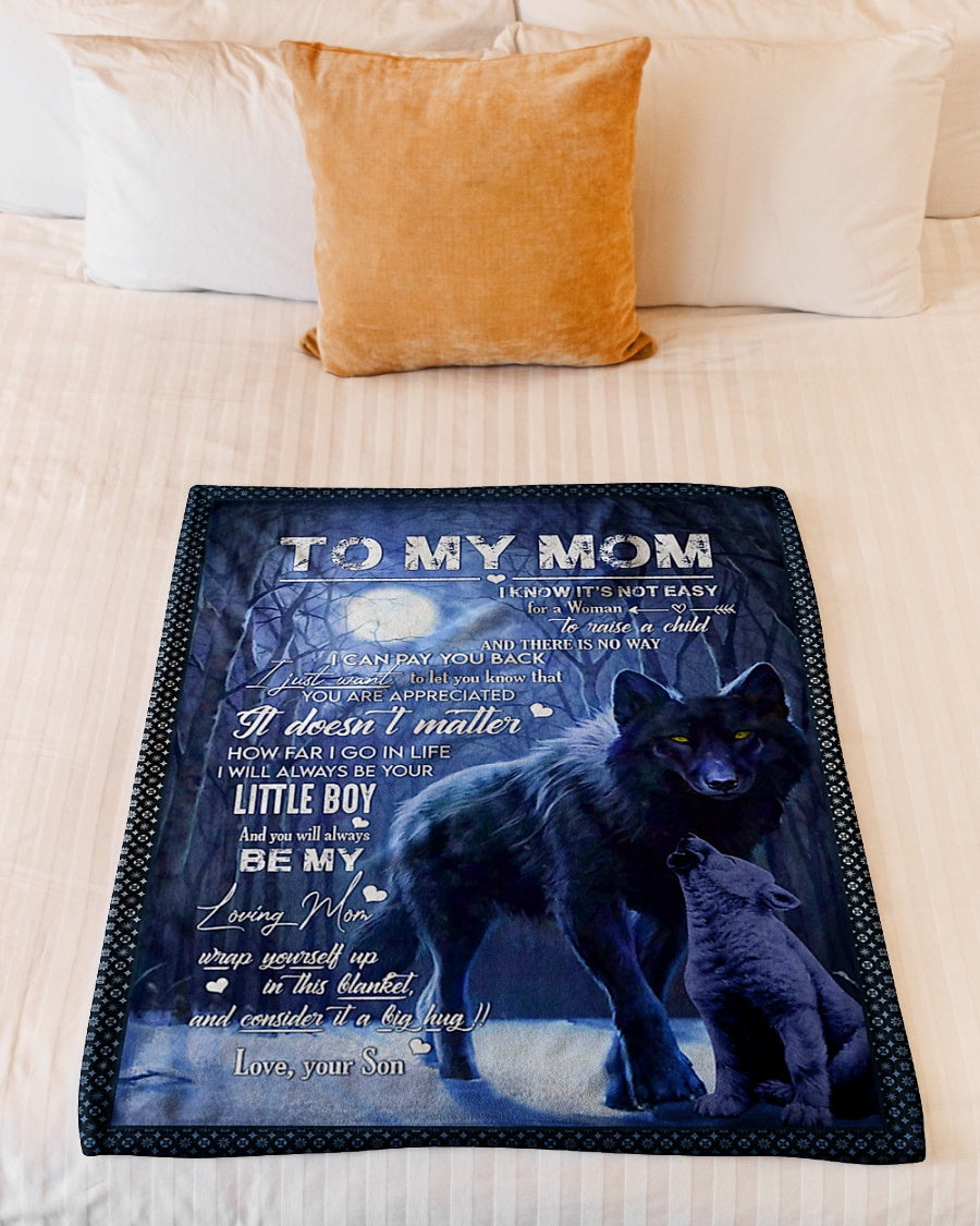 Wolf To My Mom Little Boy Flannel Blanket For Relaxing At Home And Travel